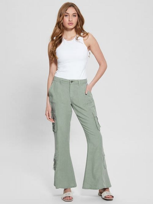 Guess Clay Linen Cargo Pants Groen | GUESS-SN28308