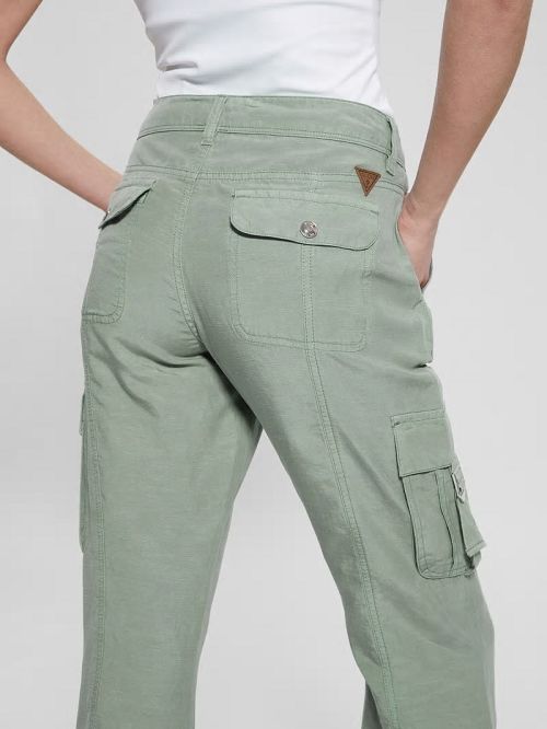 Guess Clay Linen Cargo Pants Groen | GUESS-SN28308