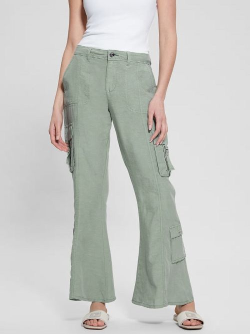 Guess Clay Linen Cargo Pants Groen | GUESS-SN28308
