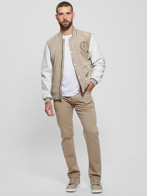 Guess Color-Block Varsity Jacket Beige | GUESS-SN30884