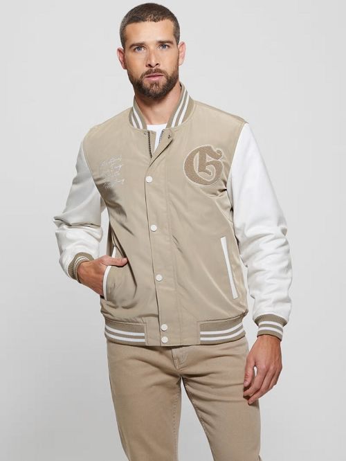 Guess Color-Block Varsity Jacket Beige | GUESS-SN30884