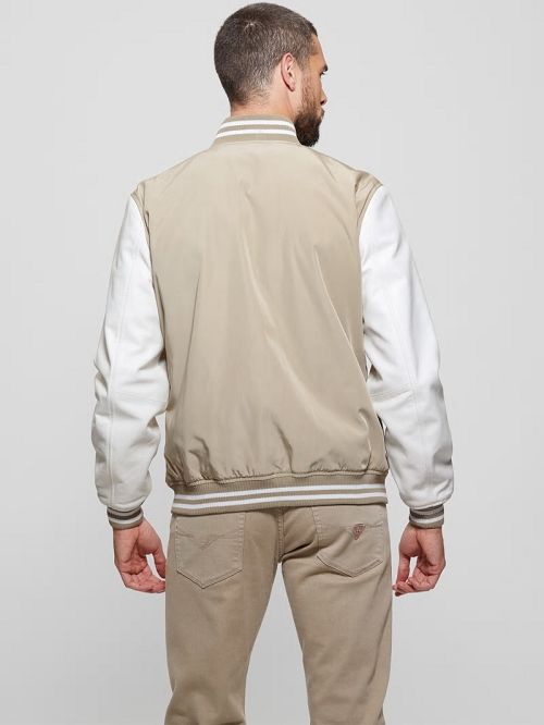 Guess Color-Block Varsity Jacket Beige | GUESS-SN30884