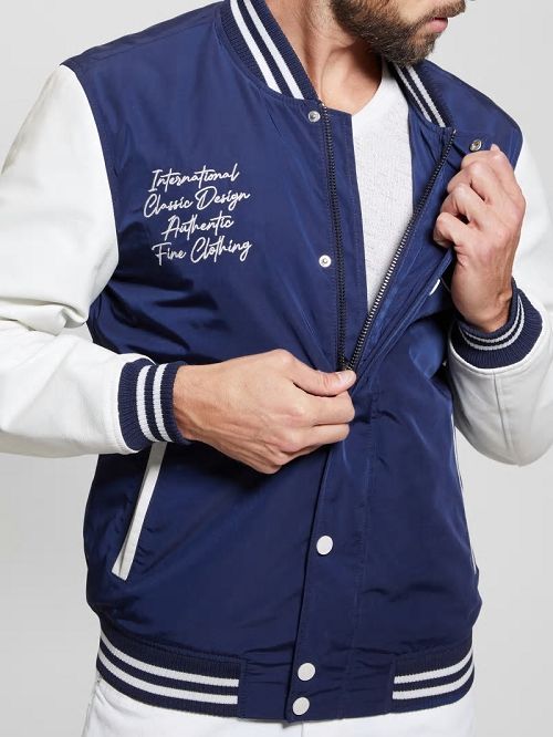 Guess Color-Block Varsity Jacket Blauw | GUESS-SN30858