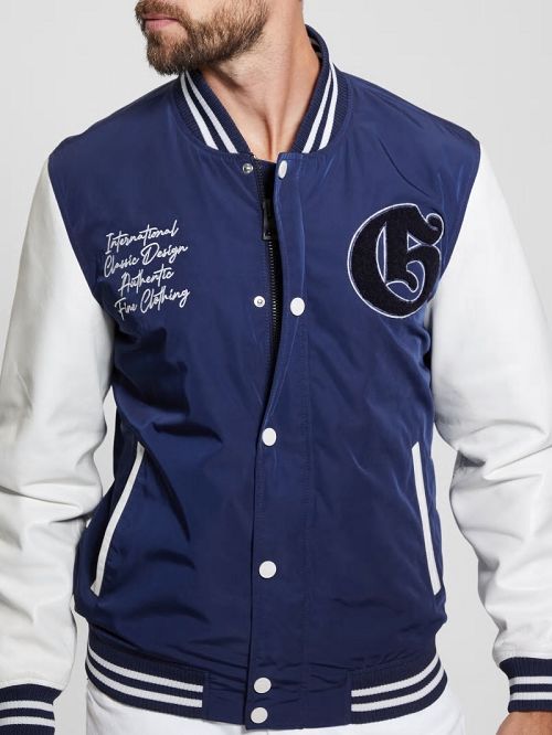 Guess Color-Block Varsity Jacket Blauw | GUESS-SN30858