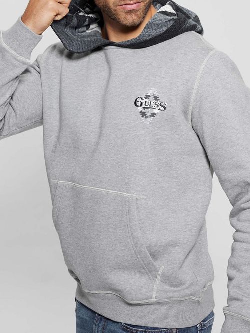 Guess Contrast Hoodie Sweatshirt Grijs | GUESS-SN31051