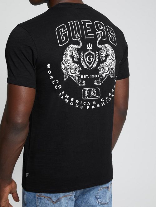 Guess Courage Tiger Tee Zwart | GUESS-SN30678