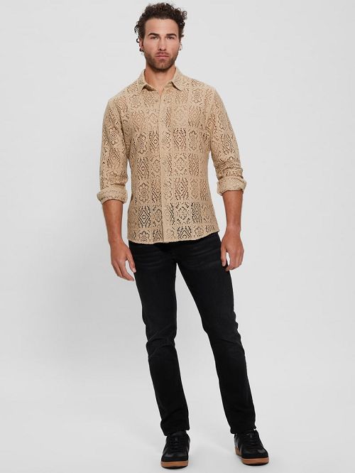 Guess Craft Crochet Shirt Beige | GUESS-SN31264