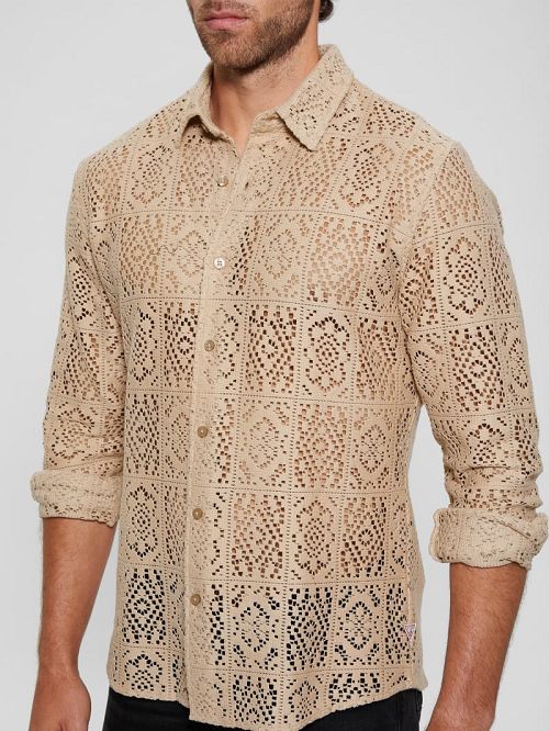 Guess Craft Crochet Shirt Beige | GUESS-SN31264