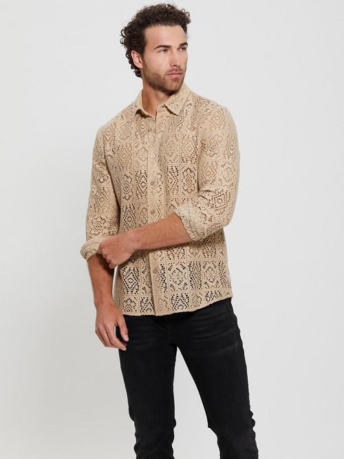 Guess Craft Crochet Shirt Beige | GUESS-SN31264
