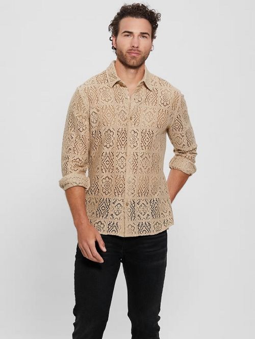 Guess Craft Crochet Shirt Beige | GUESS-SN31264