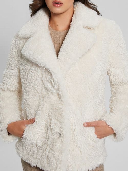 Guess Cristel Faux-Fur Jacket Wit | GUESS-SN27935