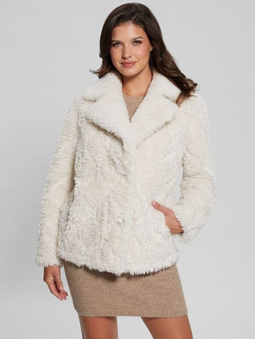 Guess Cristel Faux-Fur Jacket Wit | GUESS-SN27935