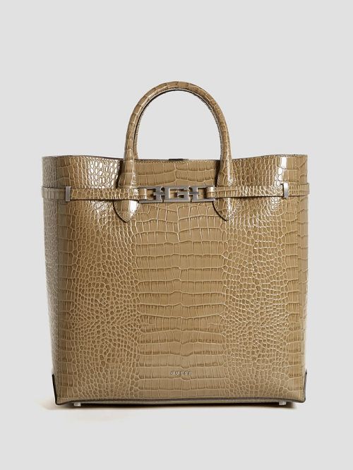 Guess Cristina Croc Leather Tote Goud | GUESS-SN29364