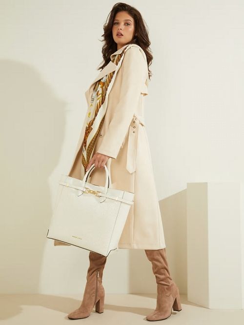Guess Cristina Croc Leather Tote Wit | GUESS-SN29367