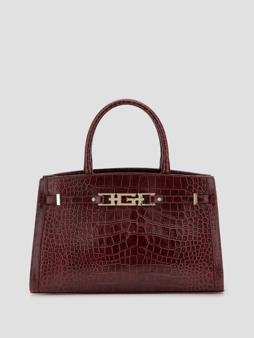 Guess Cristina Croc Medium Satchel Rood | GUESS-SN29303
