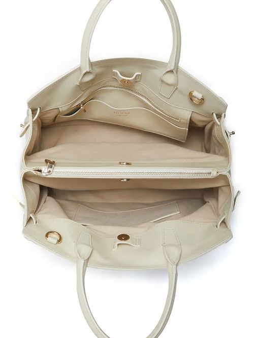 Guess Cristina Leather Medium Satchel Beige | GUESS-SN29277