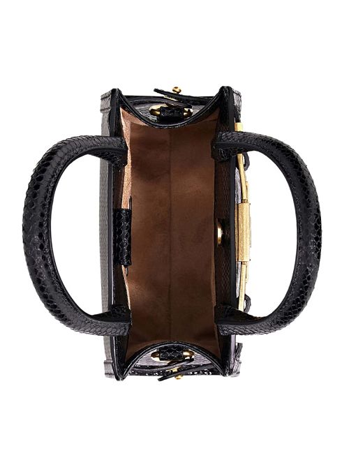 Guess Cristina Small Leather Satchel Zwart | GUESS-SN28746