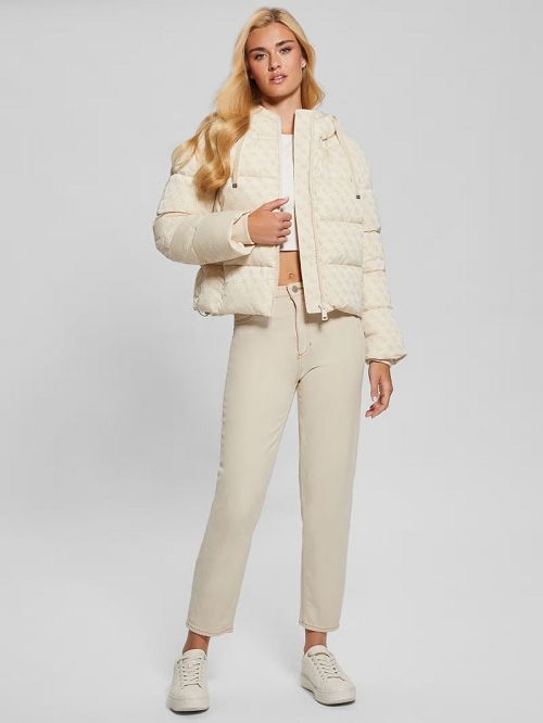 Guess Daisy Quattro G Puffer Jacket Beige | GUESS-SN28034