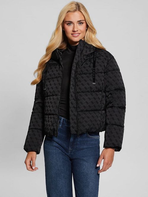Guess Daisy Quattro G Puffer Jacket Zwart | GUESS-SN28047