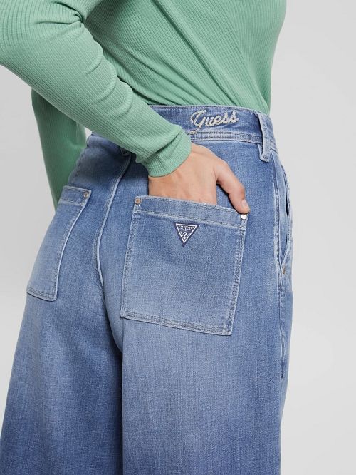 Guess Dakota Cropped Wide-Leg Jeans Blauw | GUESS-SN26552