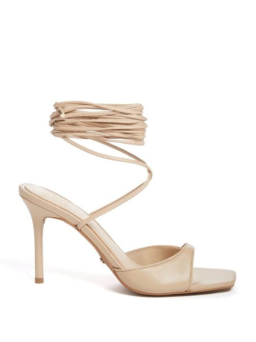 Guess Dalisa Leather Lace-Up Sandal Beige | GUESS-SN29827