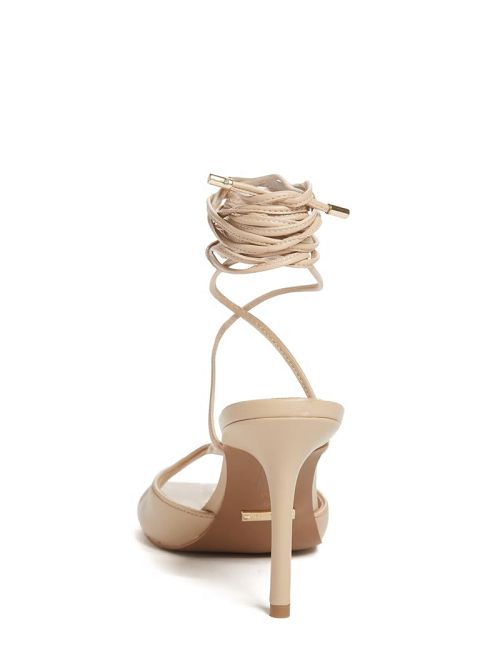 Guess Dalisa Leather Lace-Up Sandal Beige | GUESS-SN29827