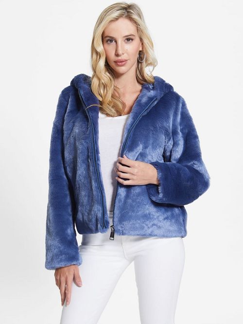 Guess Daniela Faux-Fur Jacket Blauw | GUESS-SN27875