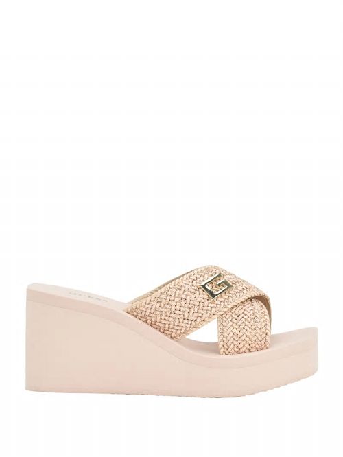 Guess Danvi Braided Wedge Sandals Beige | GUESS-SN29648
