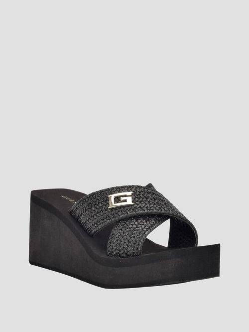 Guess Danvi Braided Wedge Sandals Zwart | GUESS-SN29757