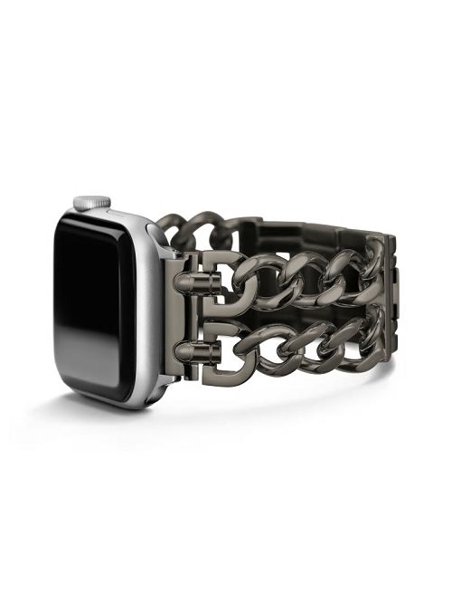Guess Dark Silver-Tone Chain 42-44 mm Band for Apple Watch® Zwart | GUESS-SN31611