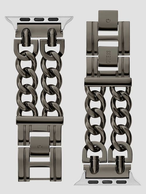 Guess Dark Silver-Tone Chain 42-44 mm Band for Apple Watch® Zwart | GUESS-SN31611