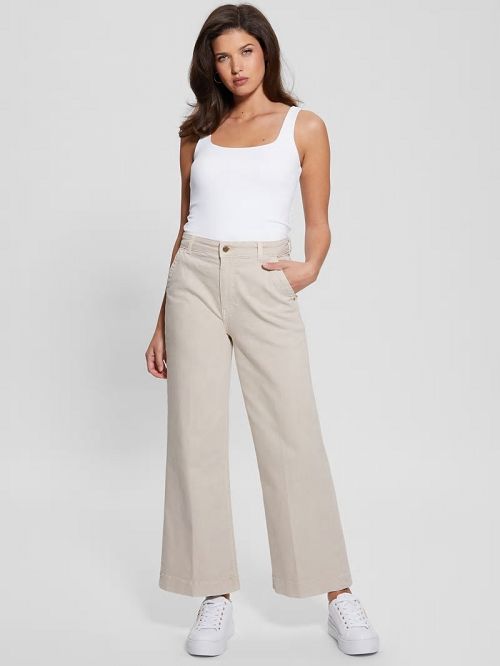 Guess Darma High-Rise Wide-Leg Pants Wit | GUESS-SN28250
