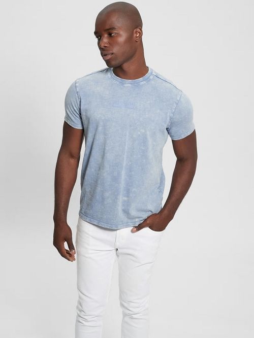 Guess David Acid Wash Tee Blauw | GUESS-SN30519