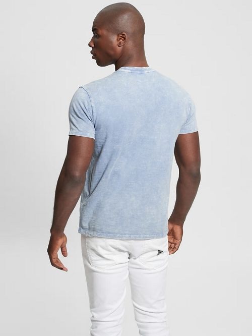 Guess David Acid Wash Tee Blauw | GUESS-SN30519