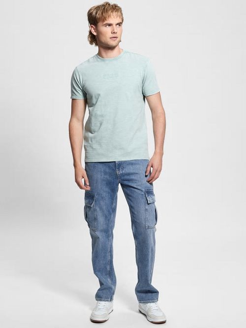 Guess David Acid Wash Tee Blauw | GUESS-SN30520
