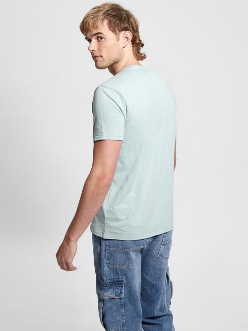 Guess David Acid Wash Tee Blauw | GUESS-SN30520