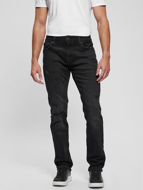 Guess Davis Distressed Straight Jeans Zwart | GUESS-SN30447