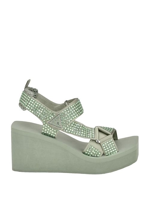 Guess Dawsin Rhinestone Wedges Groen | GUESS-SN29675