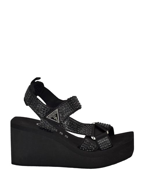 Guess Dawsin Rhinestone Wedges Zwart | GUESS-SN29639