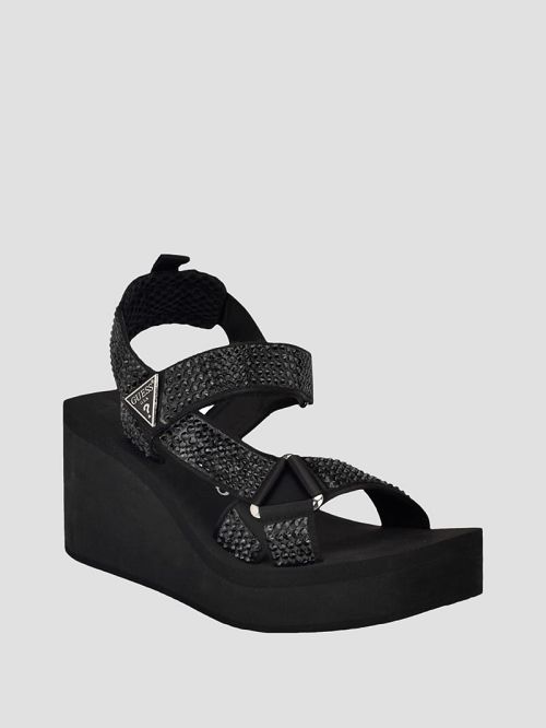 Guess Dawsin Rhinestone Wedges Zwart | GUESS-SN29639