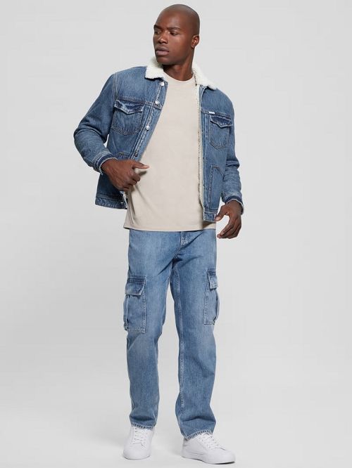 Guess Dean Sherpa Jacket Blauw | GUESS-SN30828
