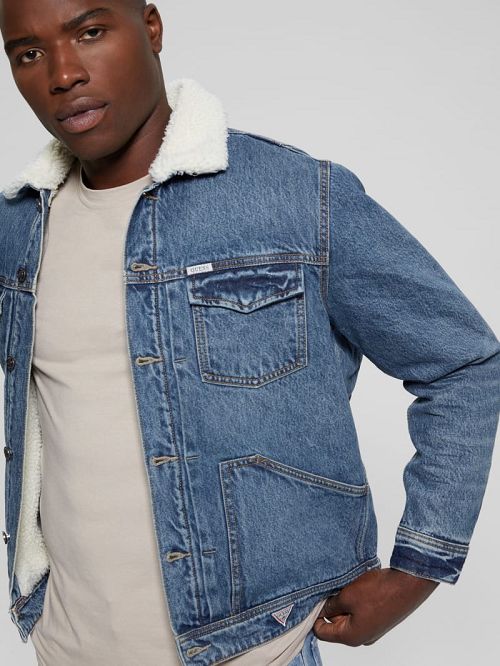 Guess Dean Sherpa Jacket Blauw | GUESS-SN30828