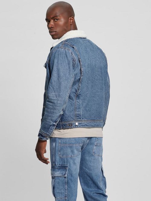 Guess Dean Sherpa Jacket Blauw | GUESS-SN30828
