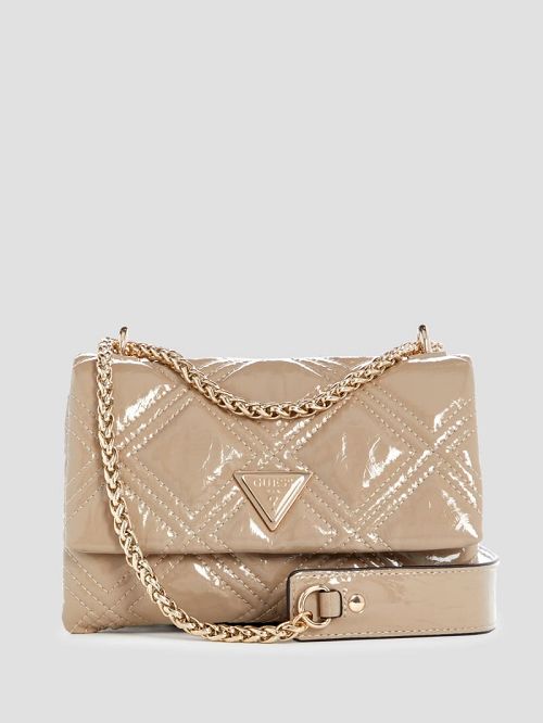 Guess Deesa Patent Mini Convertible Crossbody Bruin | GUESS-SN29077