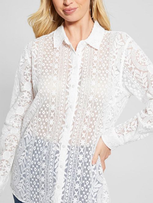 Guess Deloris Embroidered Top Wit | GUESS-SN27385