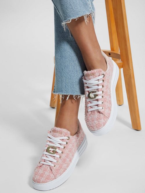 Guess Denesa Low-Top Tweed Sneakers Roze | GUESS-SN29540