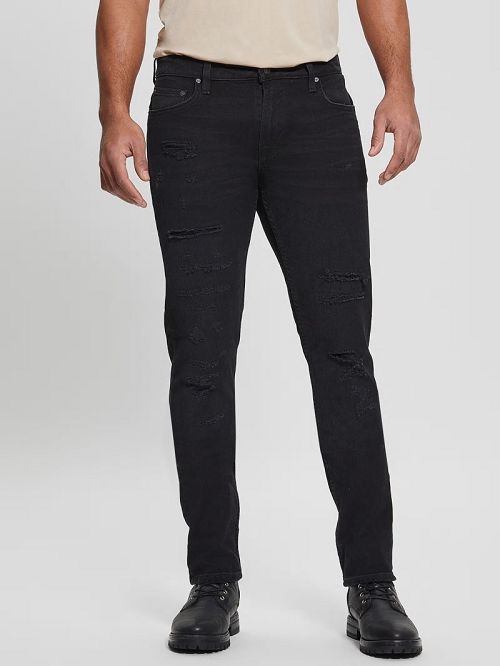 Guess Destroyed Tapered Jeans Zwart | GUESS-SN30357