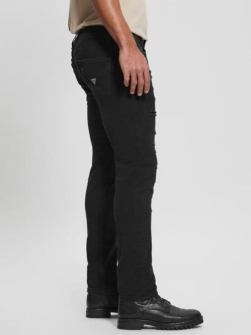 Guess Destroyed Tapered Jeans Zwart | GUESS-SN30357
