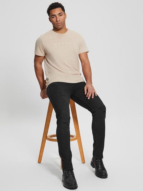 Guess Destroyed Tapered Jeans Zwart | GUESS-SN30357