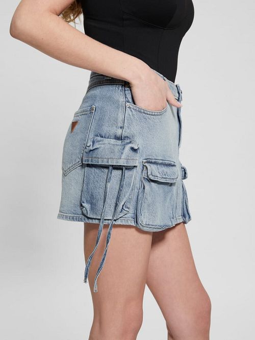 Guess Devon Cargo Mini Skirt Blauw | GUESS-SN28160